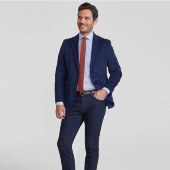 Nautica Men's Modern Fit Corduroy Sport Coat Blazer 44R Navy Solid Stretch NWT - Picture 1 of 2